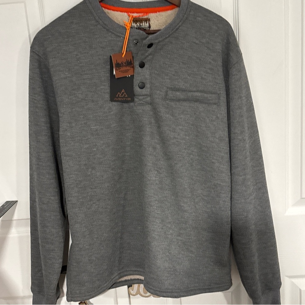 Adventyr Mountain Men's Grey Long Sleeve Henley Pullover